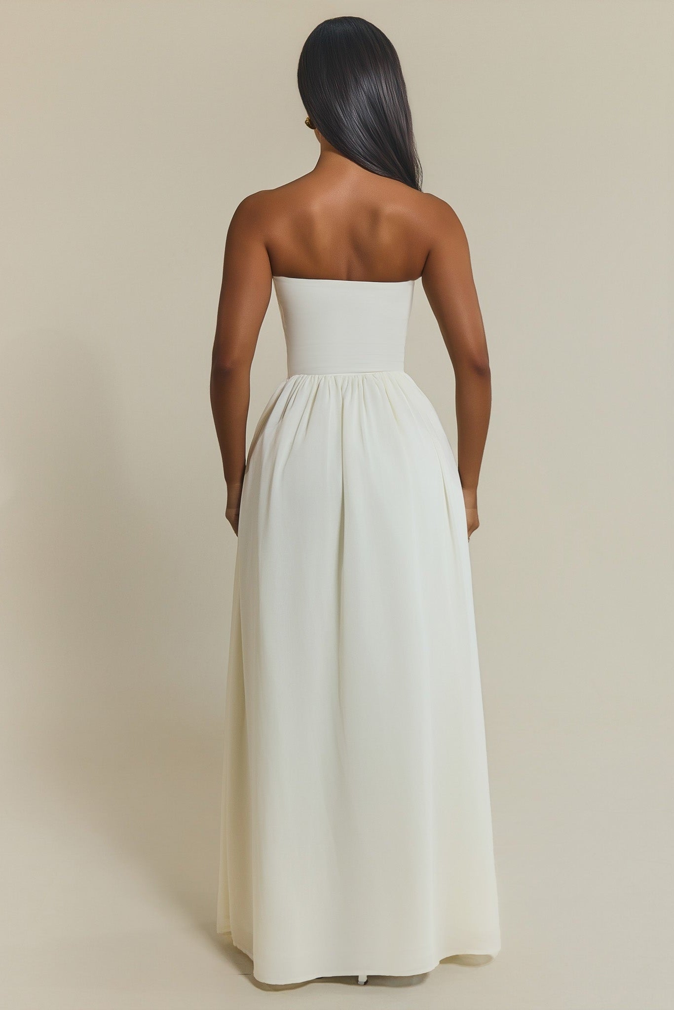 The Felicity Bandeau Maxi Dress in Cream