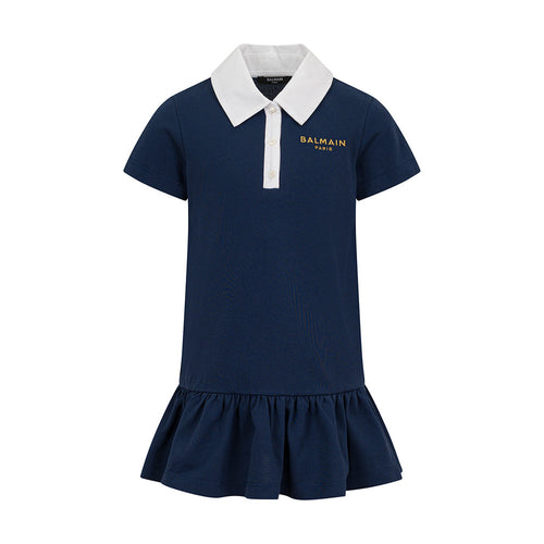 Balmain Kids Organic Cotton Jersey Polo Dress