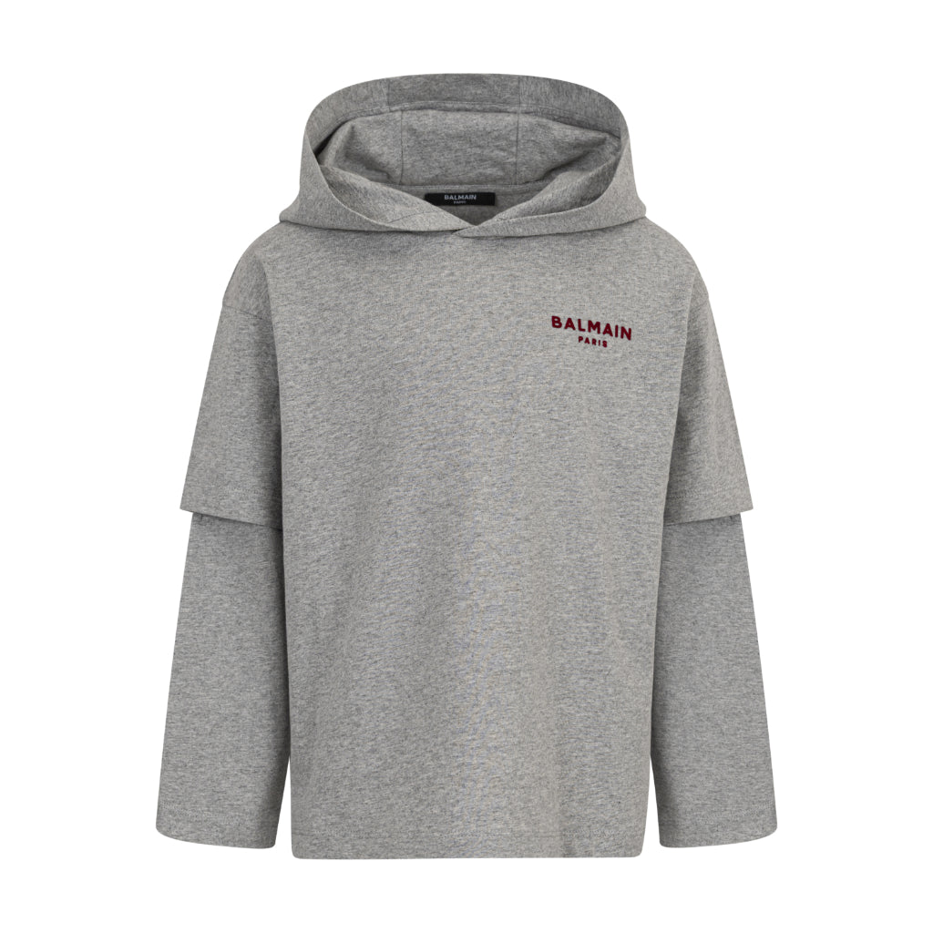 Balmain Kids Hooded Logo Top