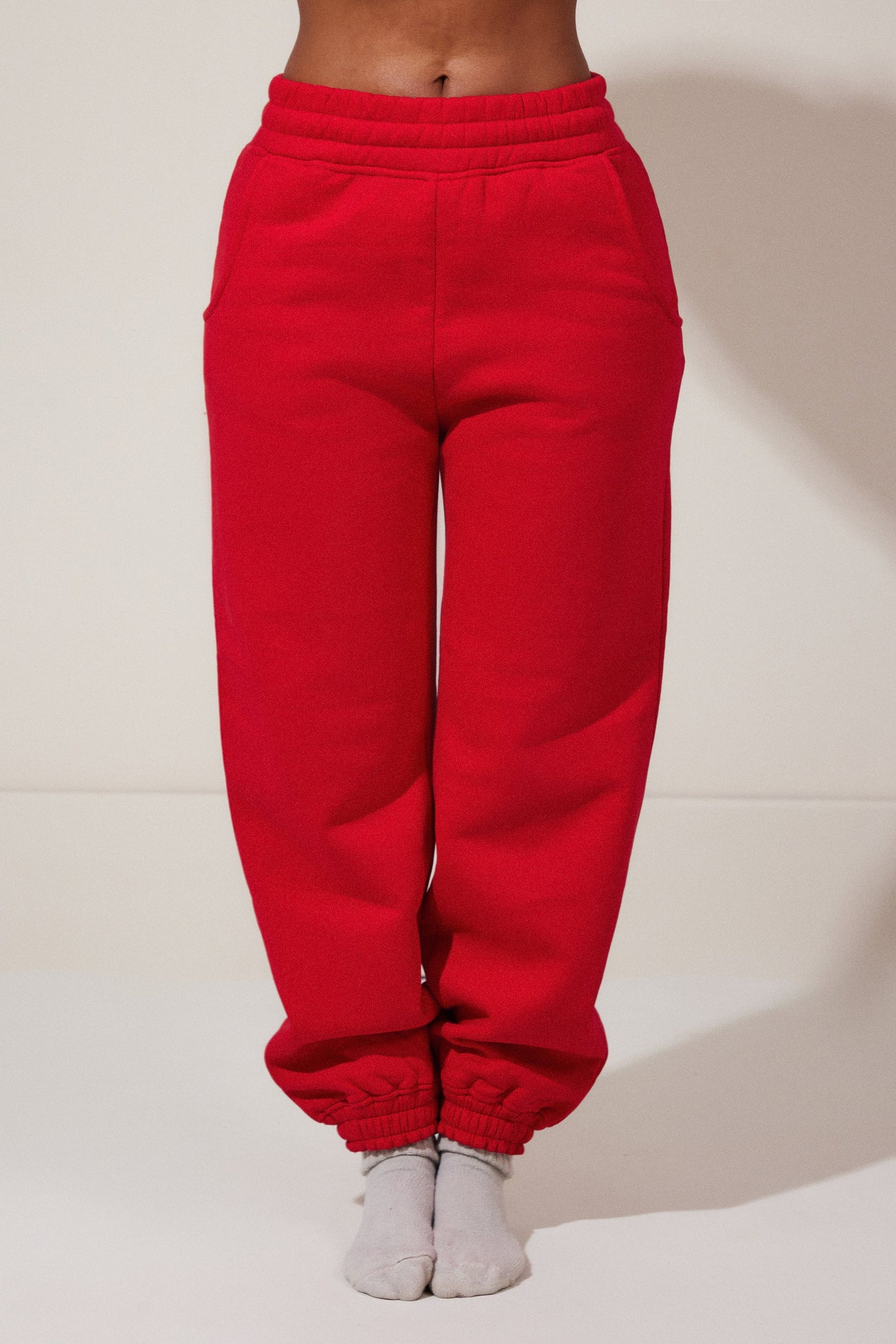 The Graphic Varsity Cuffed Joggers in Red