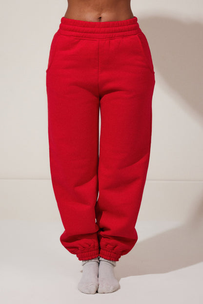 The Graphic Varsity Cuffed Joggers in Red