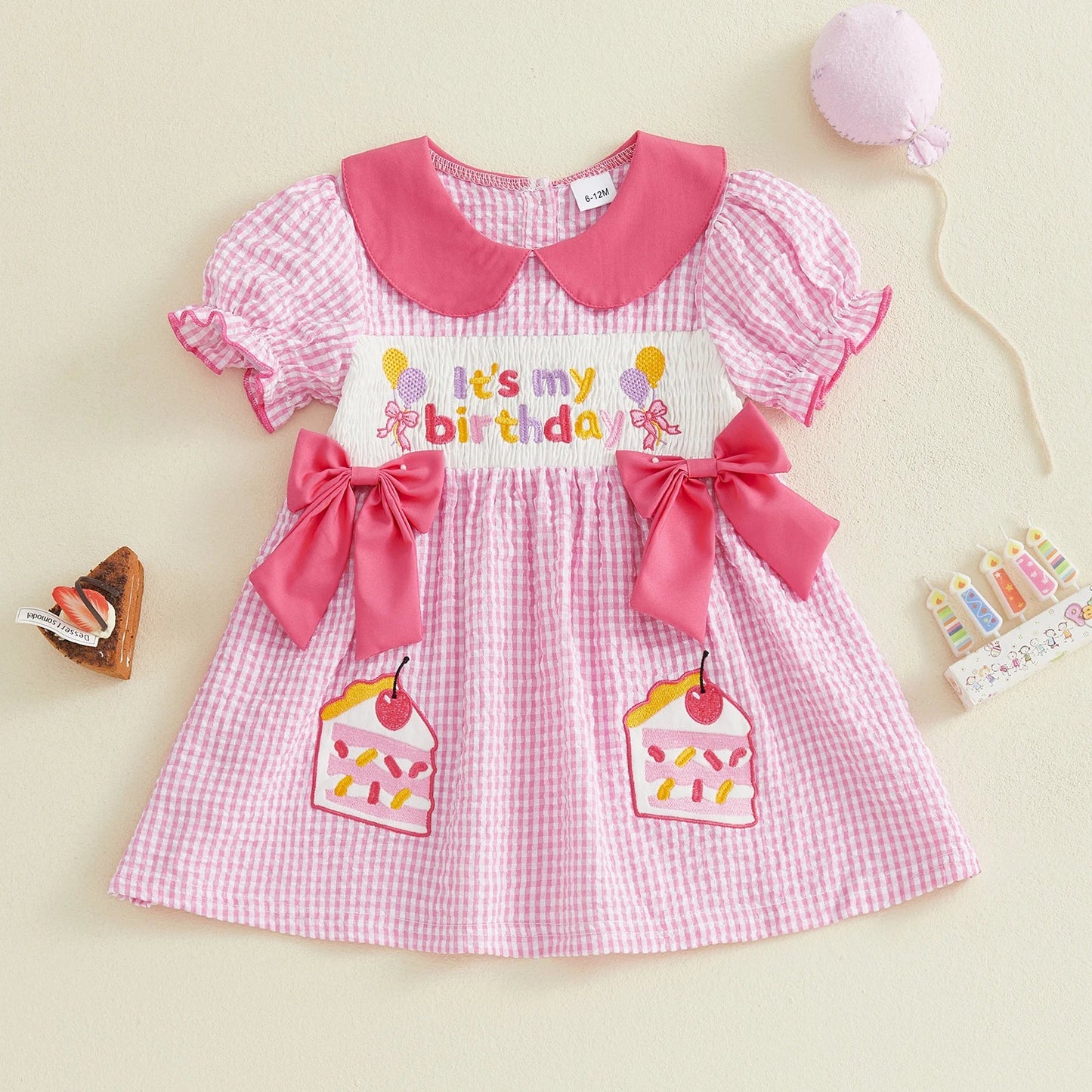 IT'S MY BIRTHDAY Pink Checkered Dress