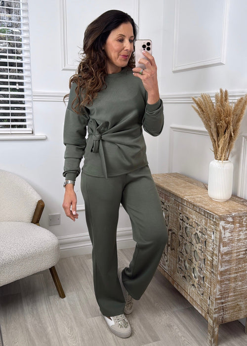 Erin Khaki Side Knot Set