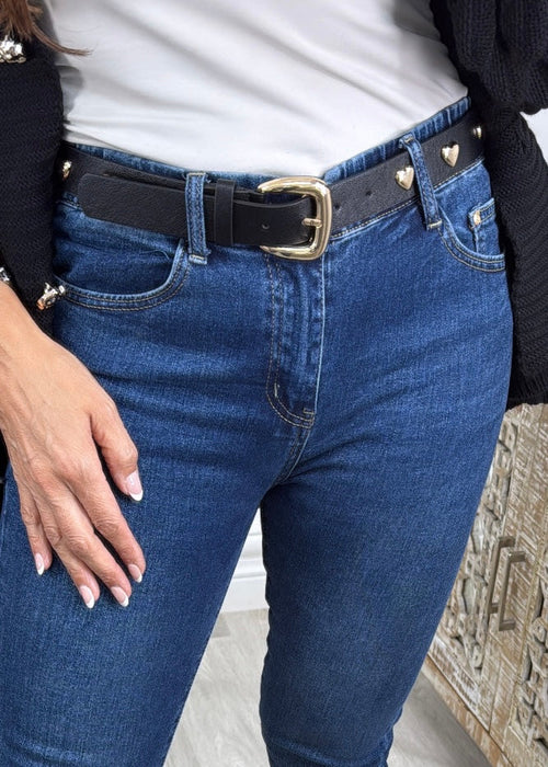 Fran Black Heart Stud Belt