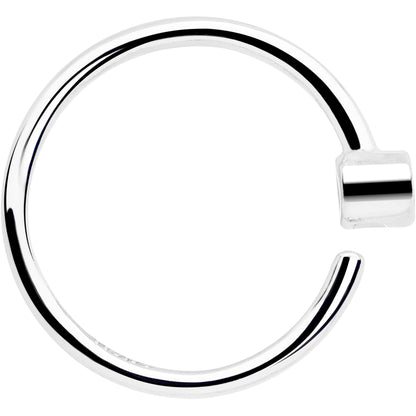 14k Solid White Gold Bendable Nose Hoop 22G 5/16 with Bezel CZ