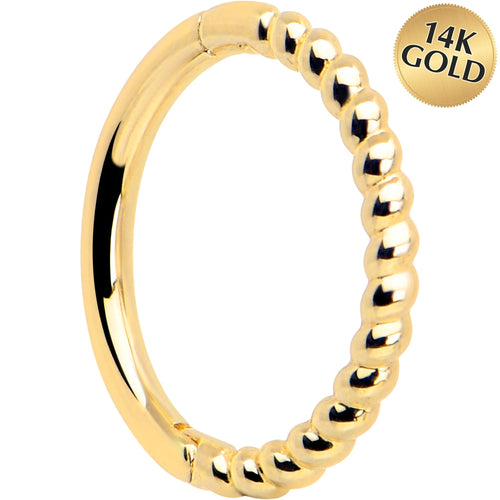 14k Solid Yellow Gold Hinged Segment Ring Forward Facing Twisted 18G 5/16
