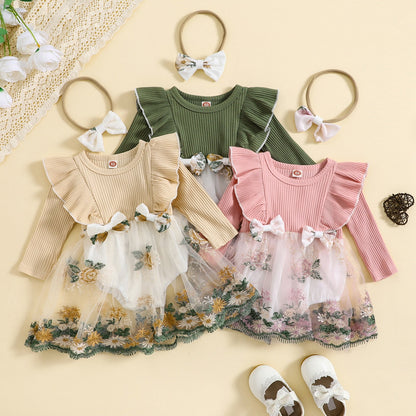 OPHELIA Embroidered Tulle Romper Dress