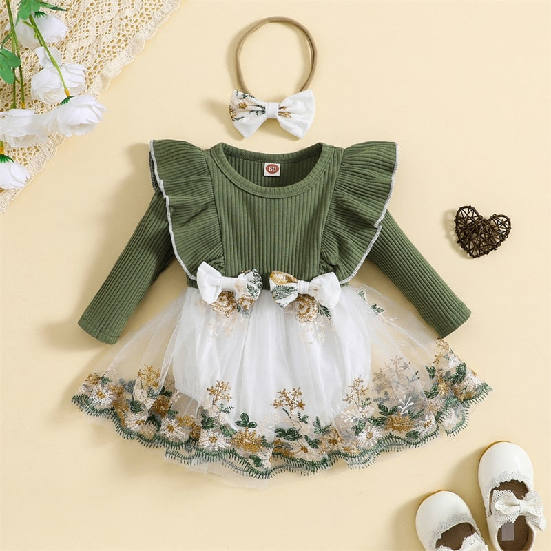 OPHELIA Embroidered Tulle Romper Dress