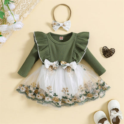 OPHELIA Embroidered Tulle Romper Dress