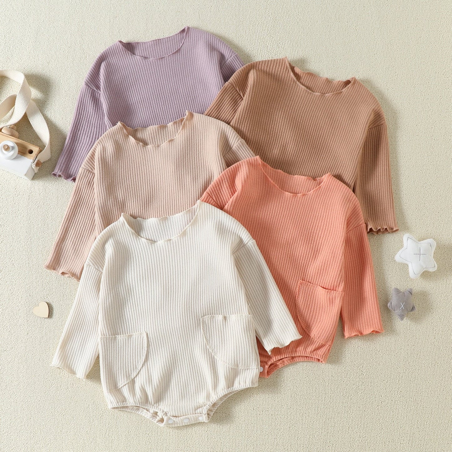 MAGGIE Waffle Knit Pocket Long-Sleeve