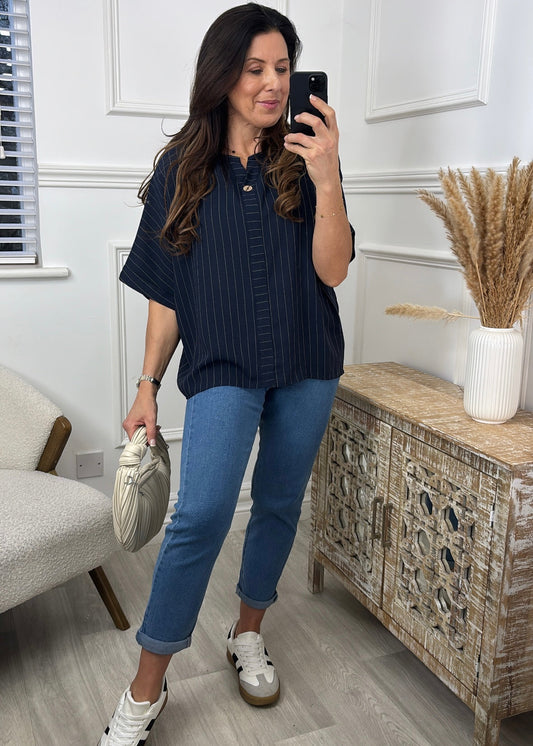 Valencia Blue Striped Top