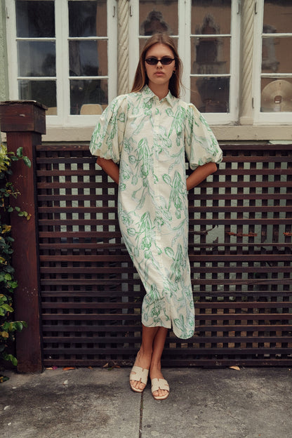 FLORAL LINEN DRESS