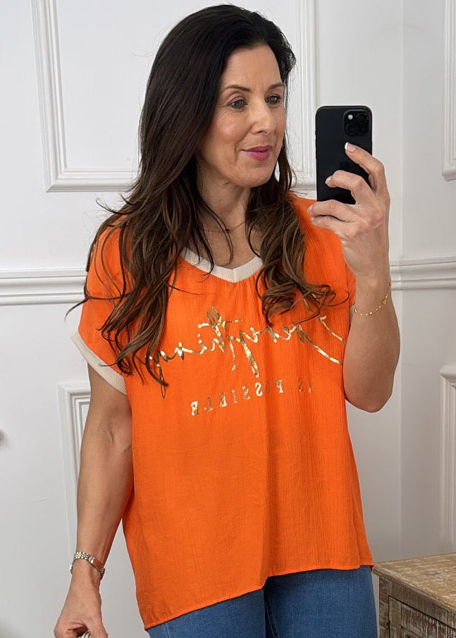Nancy Orange Everything is Possible Top
