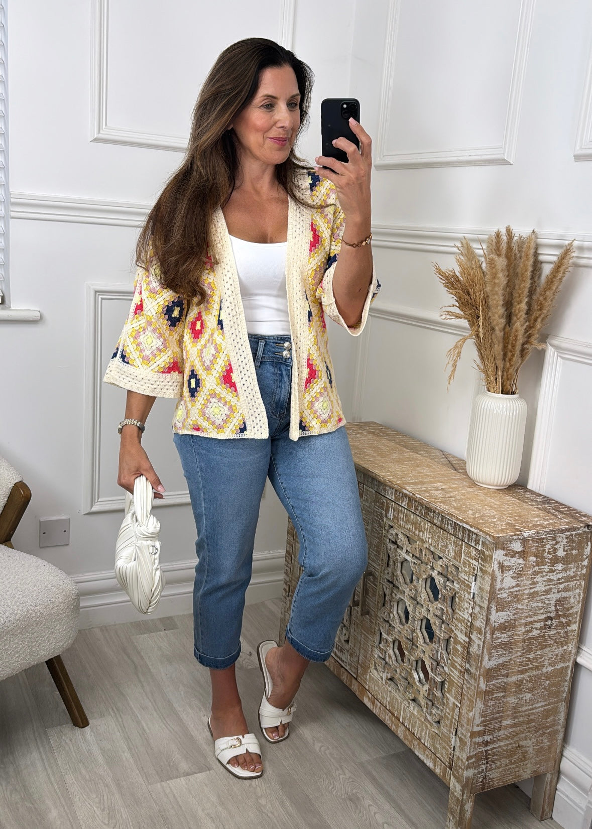 Kym Yellow Crochet Knit Cardigan