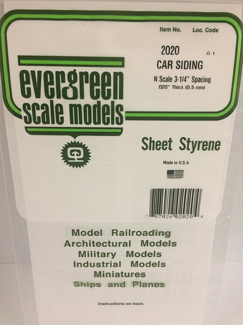 Evergreen Car Siding .020" - N Scale - Opaque White Polystyrene - #2020