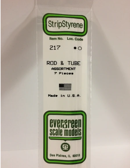 Evergreen Rod and Tube Assortment - Opaque White Polystyrene - #217
