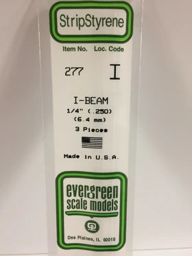 Evergreen I-Beam .250" - Opaque White Polystyrene - #277