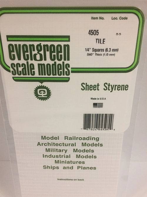 Evergreen Square Tile - 1/4" - Opaque White Polystyrene - #4505