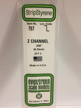 Evergreen Z Channel 6.3MM - Opaque White Polystyrene - #757