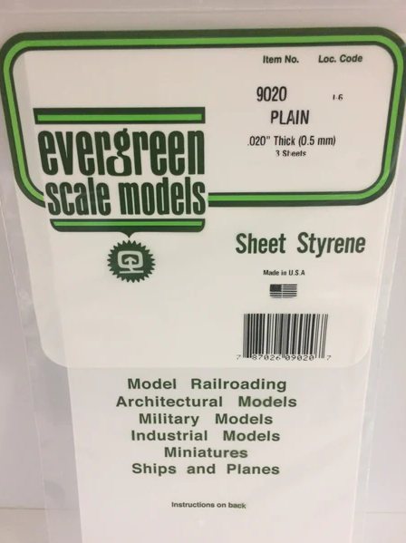 Evergreen Plain Sheet - .020" - 6x12 - Opaque White Polystyrene - #9020