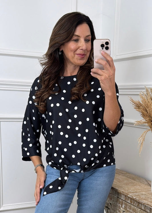 Zelda Black Polka Dot Top