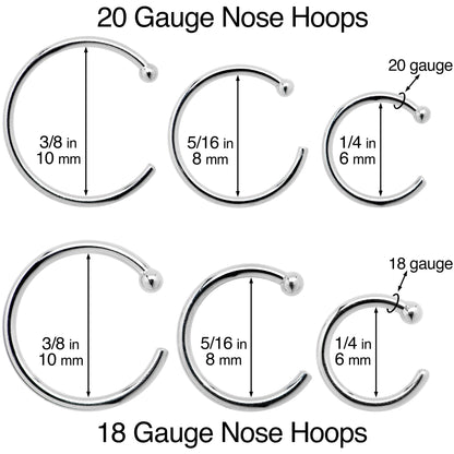20G 5/16 Solid 18K Yellow Gold Nose Hoop