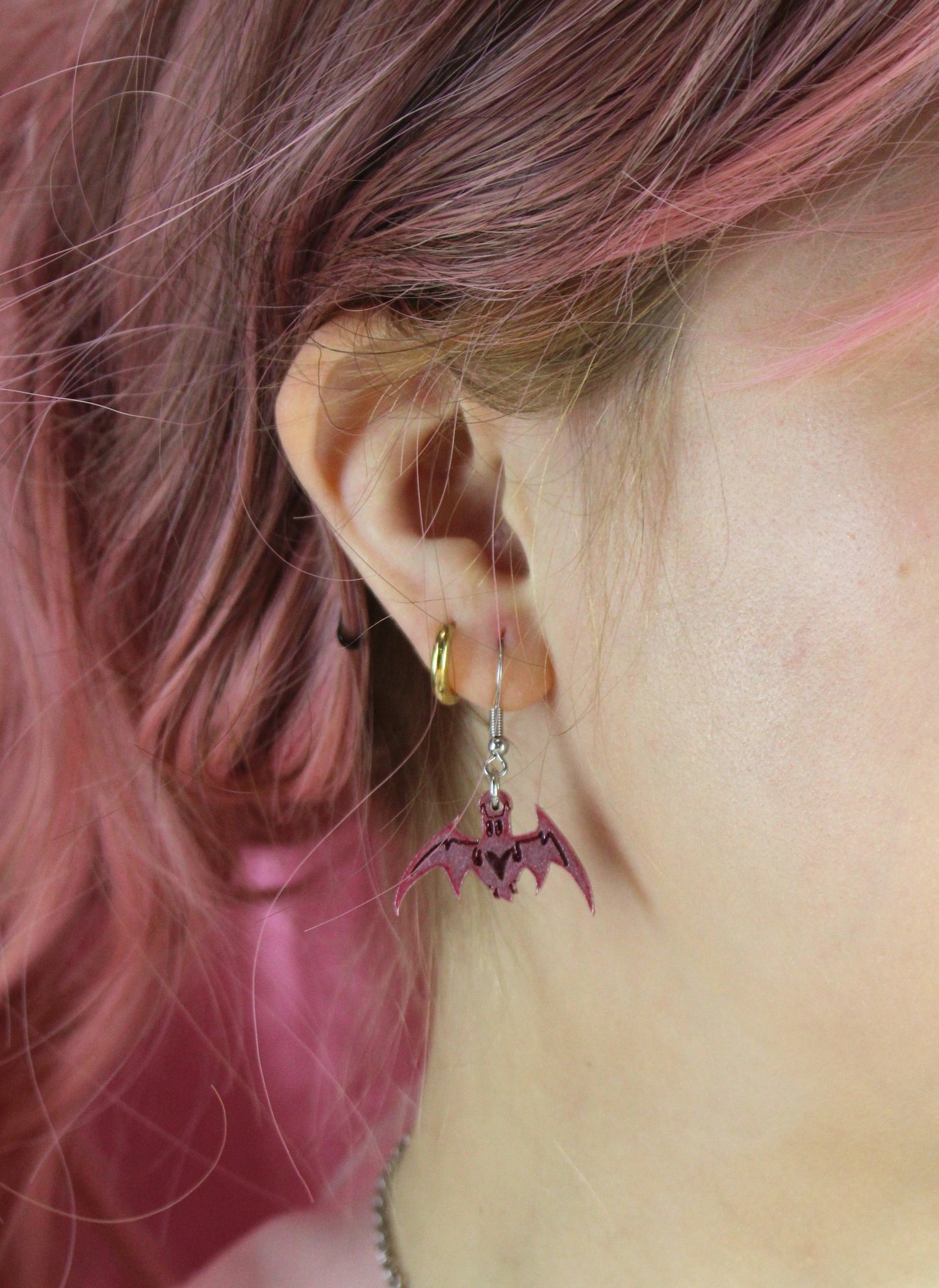 Love Bites! Bat Earrings - Pink