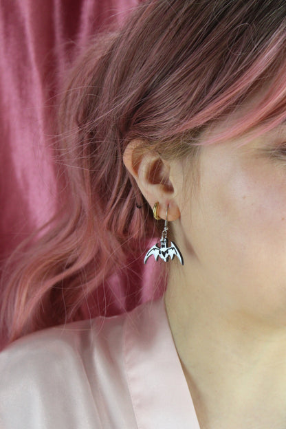 Love Bites! Bat Earrings - Silver