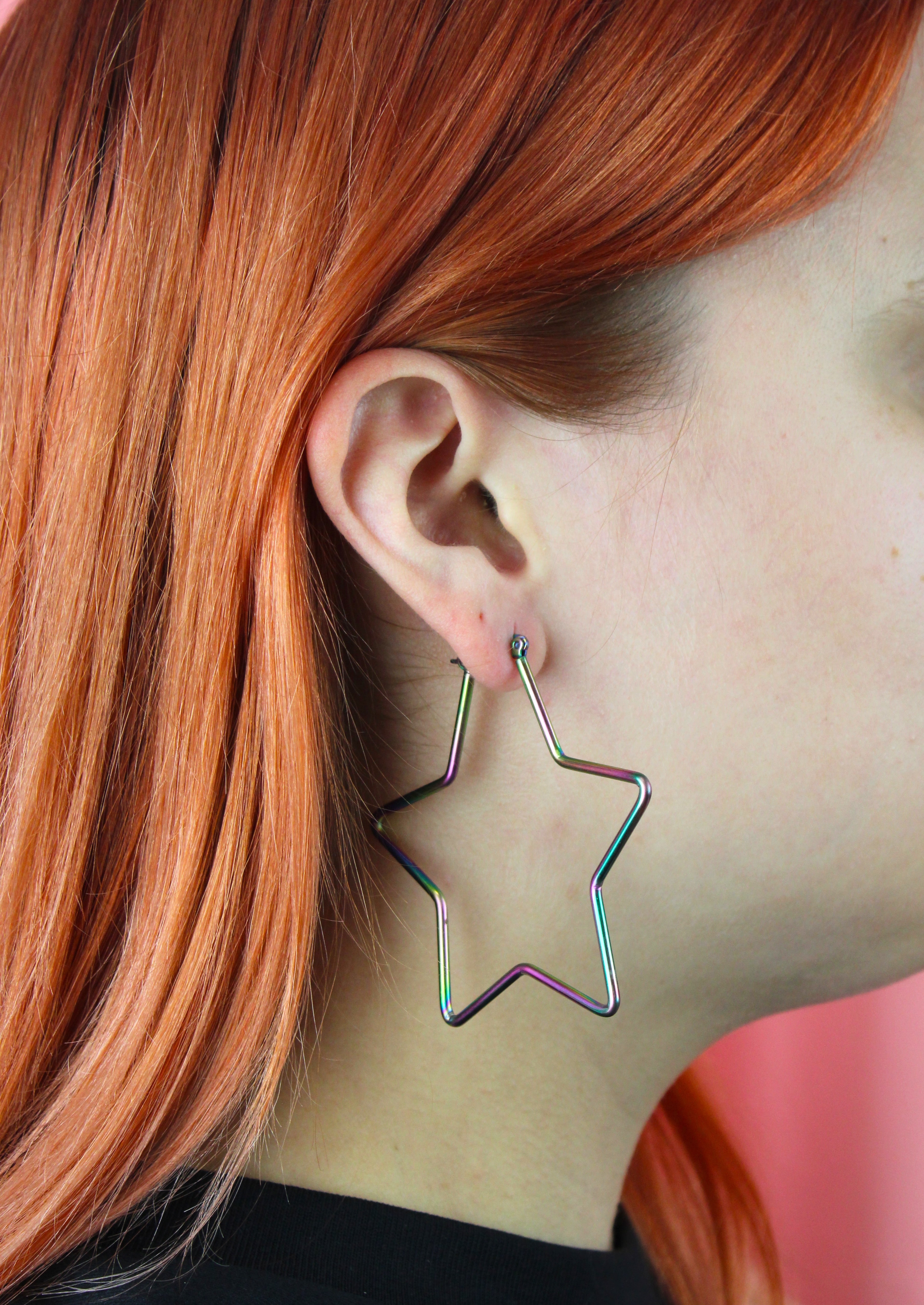 Mega Super Star Hoop Earrings (Rainbow)