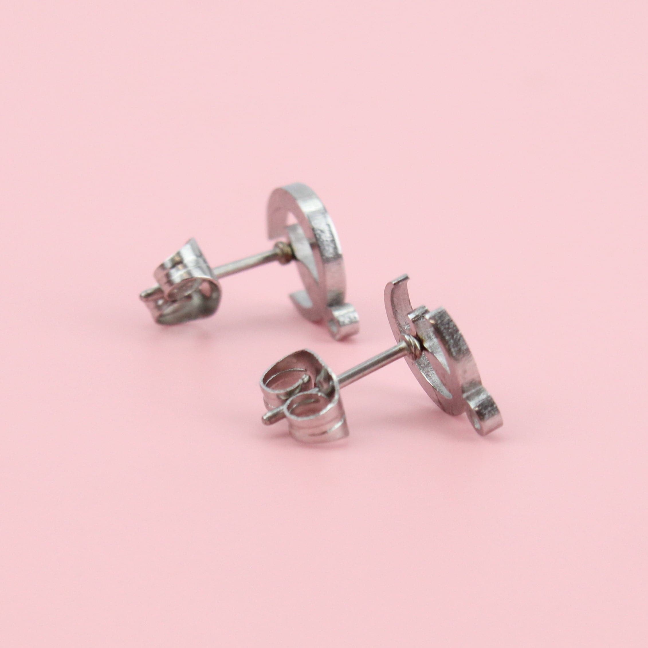 Mini Cat On The Moon Stud Earrings