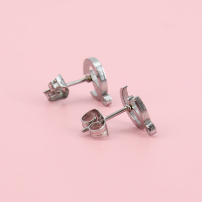 Mini Cat On The Moon Stud Earrings