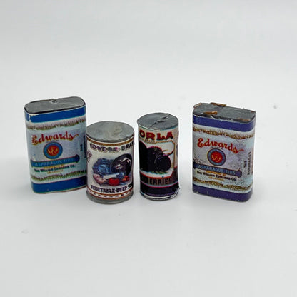 Pack of Vintage Can Food - 1/12 Scale Dollhouse Miniature Food Item