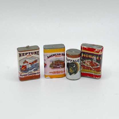 Pack of Vintage Can Food - 1/12 Scale Dollhouse Miniature Food Item
