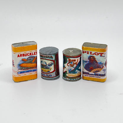 Pack of Vintage Can Food - 1/12 Scale Dollhouse Miniature Food Item