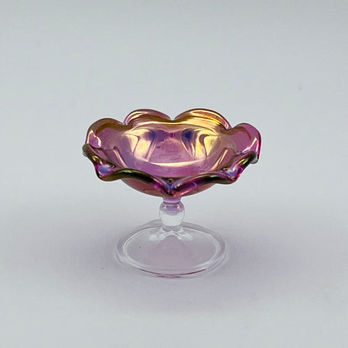 Pink Iridescent Compote Bowl - 1/12 Scale Dollhouse Miniature