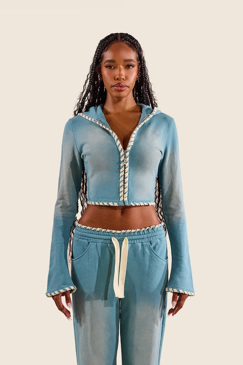 Trim Detail Wash Zip Hoodie
