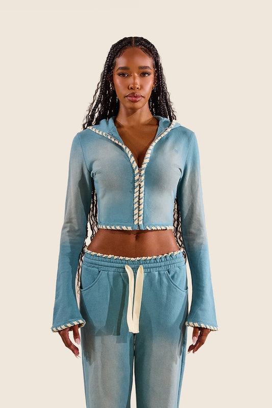 Trim Detail Wash Zip Hoodie