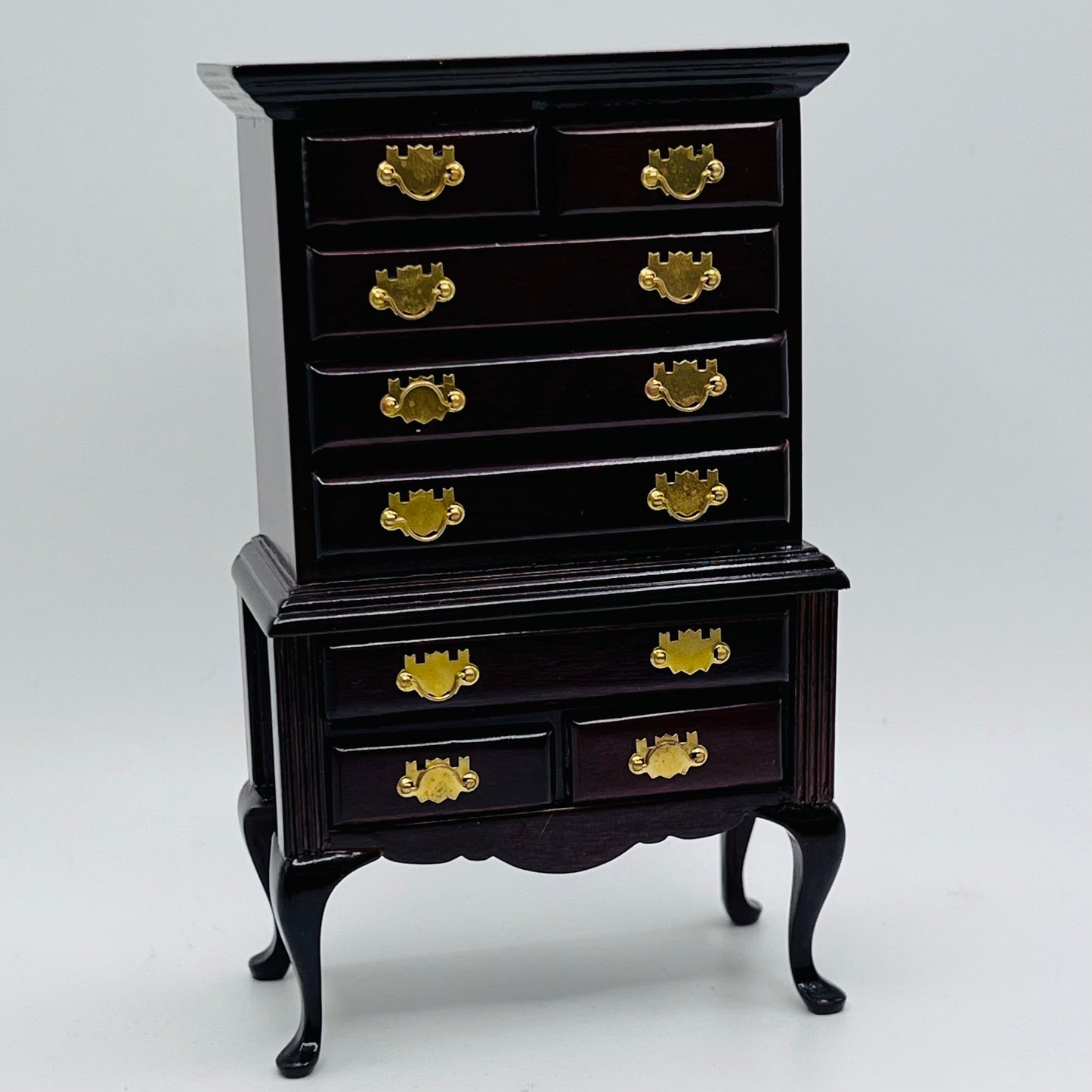 Bombay 8-Drawer Highboy Dresser - 1/12 Scale Dollhouse Miniature