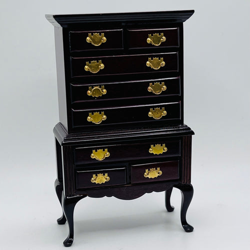 Bombay 8-Drawer Highboy Dresser - 1/12 Scale Dollhouse Miniature