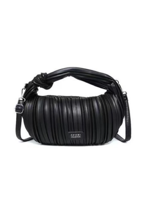 Rosie Black Pleated Hobo Handbag