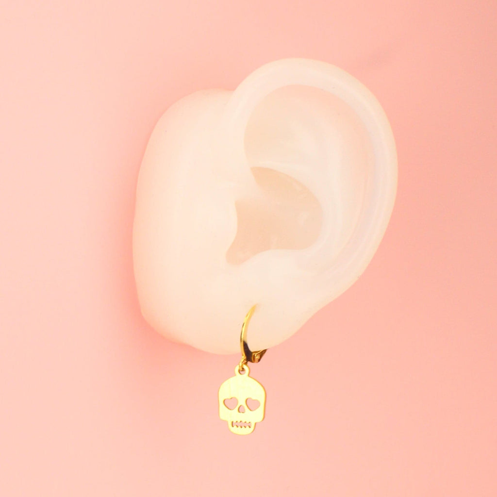 Lovely Bones Skull Earrings (Gold Plated)