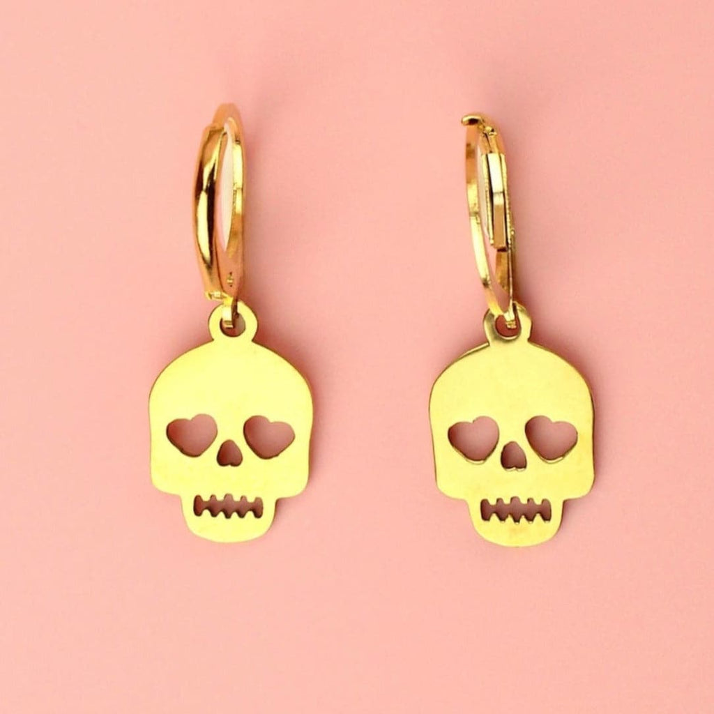 Lovely Bones Skull Earrings (Gold Plated)