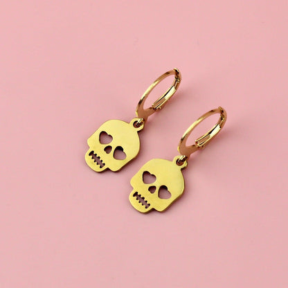 Lovely Bones Skull Earrings (Gold Plated)