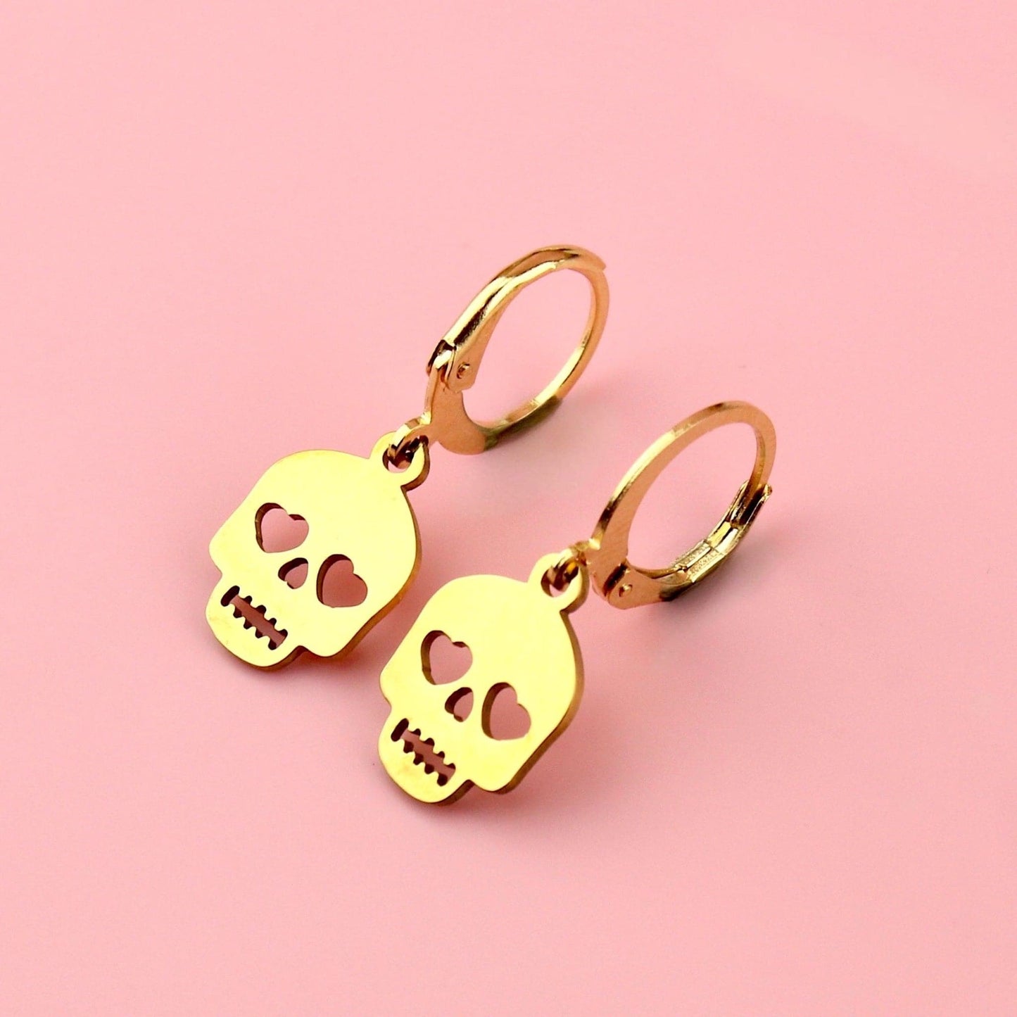 Lovely Bones Skull Earrings (Gold Plated)