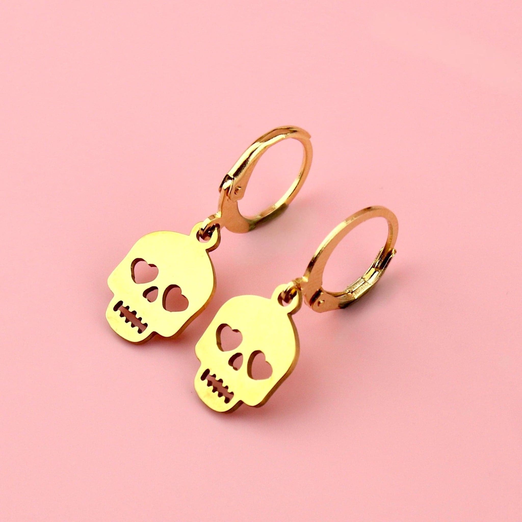 Lovely Bones Skull Earrings (Gold Plated)