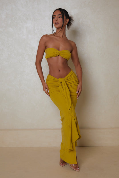The Knot Bandeau Maxi Set in Olive