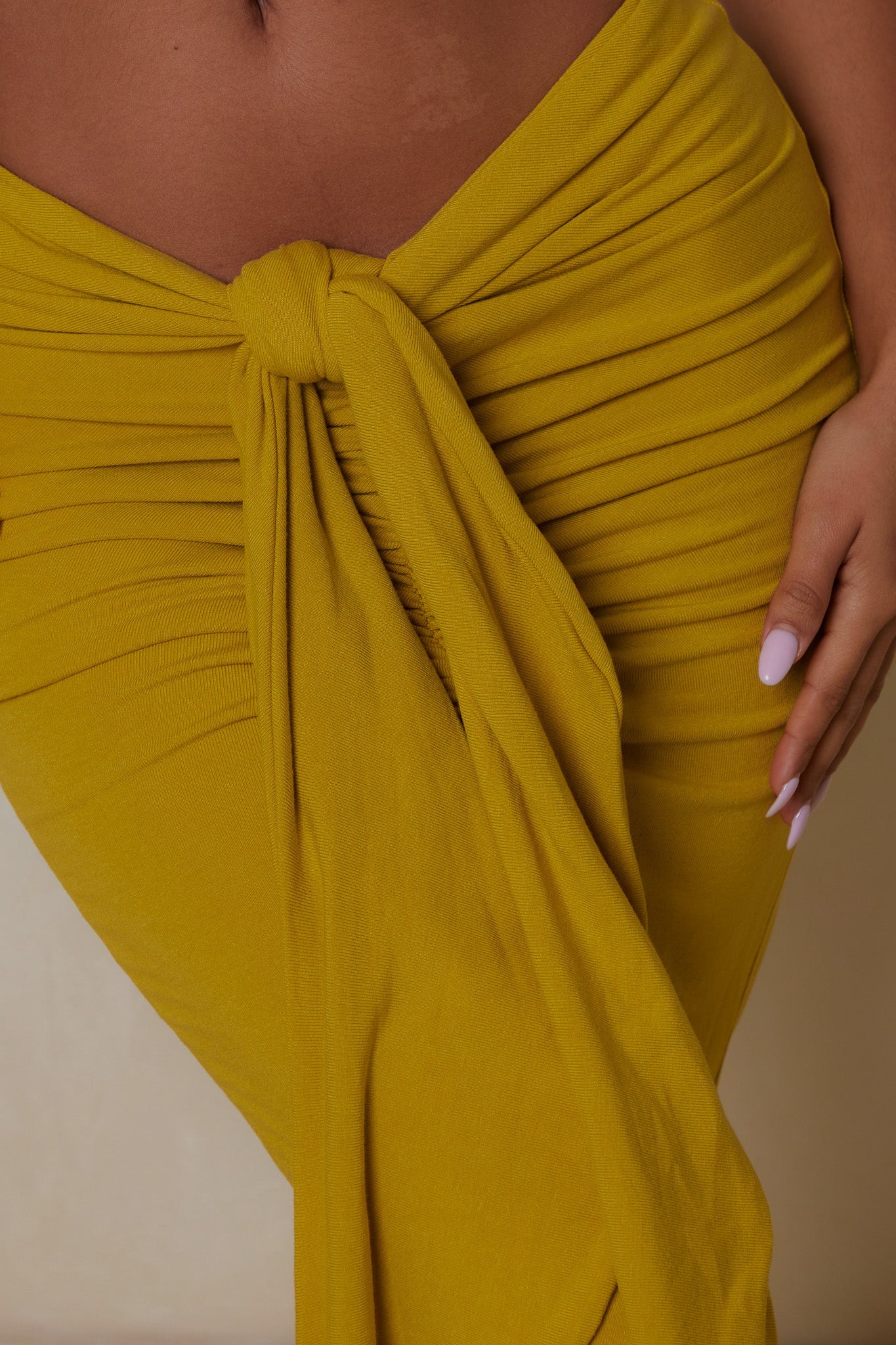 The Knot Bandeau Maxi Set in Olive