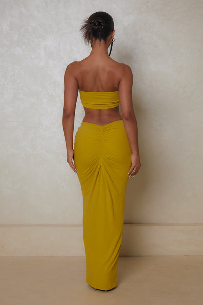 The Knot Bandeau Maxi Set in Olive