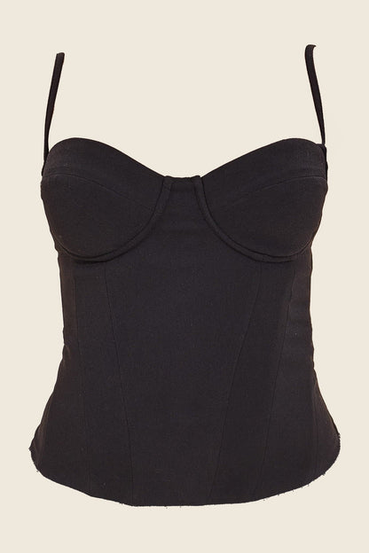 The Everly Lace Up Corset Top in Black