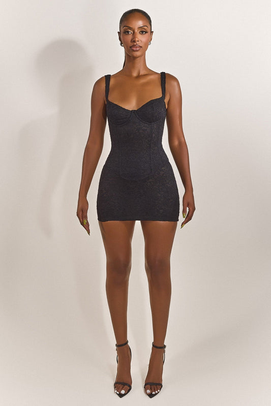 The Cinched Lace Corset in Black